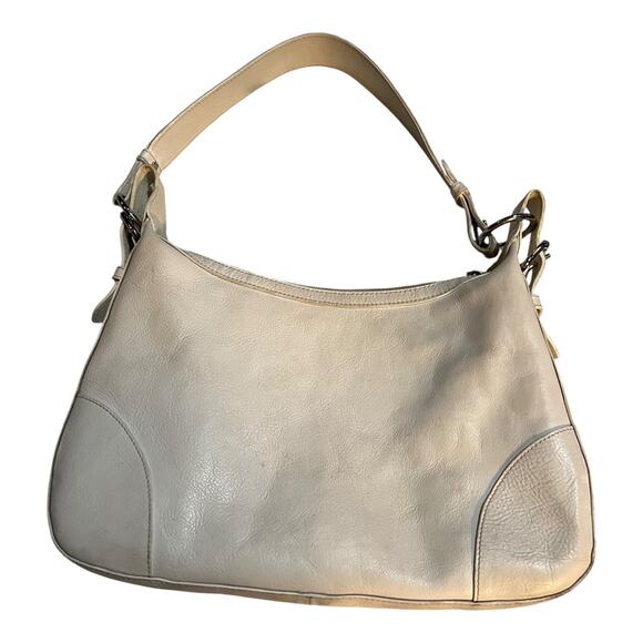 Vintage DR Pelletterie Firenze Handbag Shoulder Tote Italian Leather Bone White - Picture 2 of 11